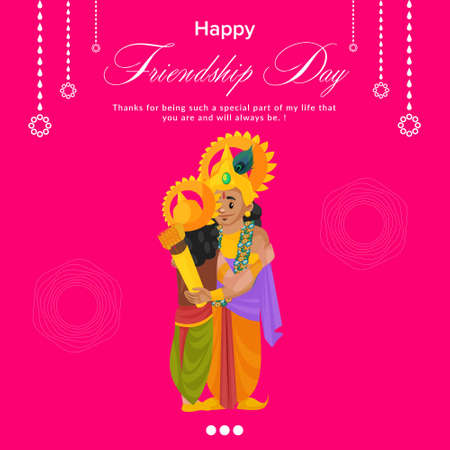 Happy friendship day banner design cartoon style template.のイラスト素材