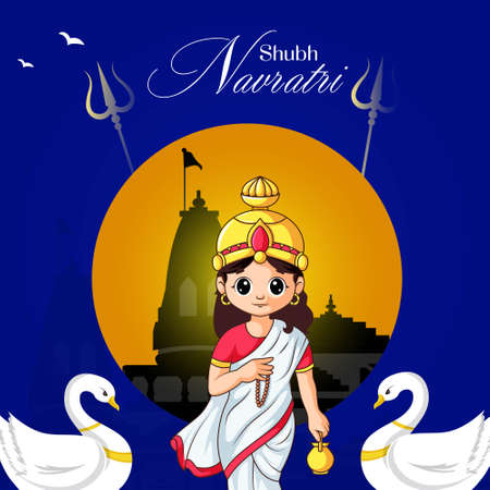Indian festival Shubh Navratri banner design.のイラスト素材