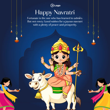 Indian festival happy Navratri banner design template.のイラスト素材