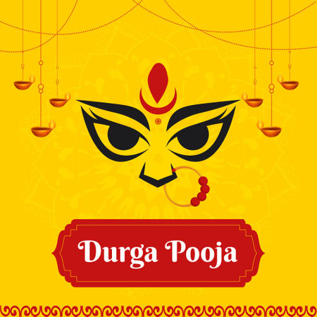 Durga pooja banner template design.のイラスト素材