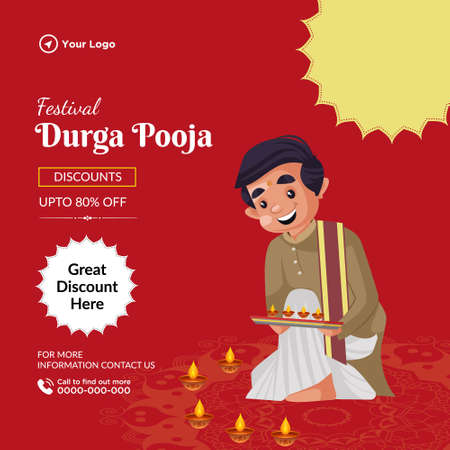 Banner design of durga pooja festival sale template.のイラスト素材