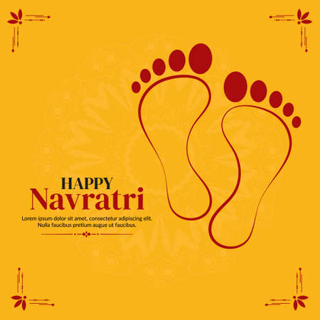 Happy Navratri Indian festival banner design template.のイラスト素材