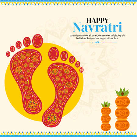 Happy Navratri Indian festival banner design template.のイラスト素材