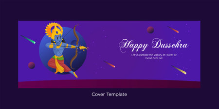 Happy Dussehra Indian festival cover page template.のイラスト素材