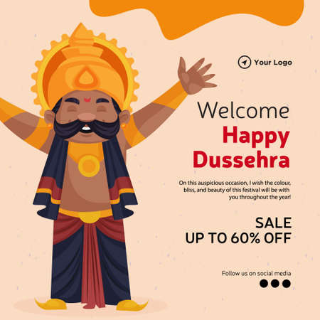 Happy Dussehra sale banner design template.のイラスト素材