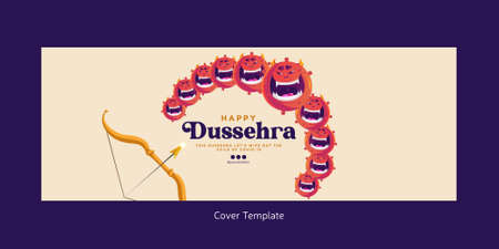 Cover page of Indian festival happy Dussehra cartoon style template.のイラスト素材
