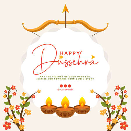 Banner design of Indian festival Happy Dussehra template.のイラスト素材