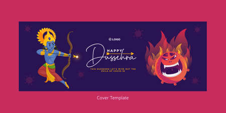 Cover page of Indian festival happy Dussehra cartoon style template.のイラスト素材