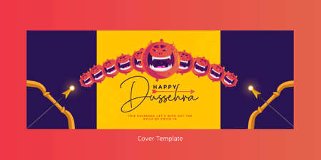 Cover page of Indian festival happy Dussehra cartoon style template.のイラスト素材