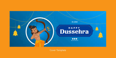 Cover page of Indian festival happy Dussehra cartoon style template.のイラスト素材
