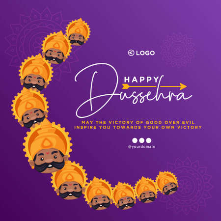 Banner design of Happy Dussehra cartoon style template.のイラスト素材