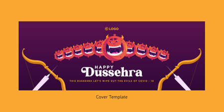 Cover page of Indian festival happy Dussehra cartoon style template.のイラスト素材