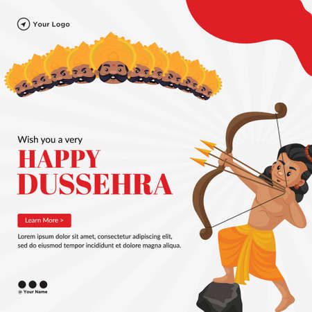 Creative banner of wish you a very Happy Dussehra template.のイラスト素材