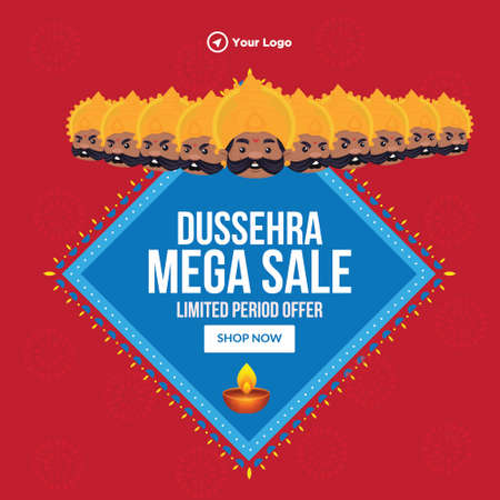 Banner design of Dussehra mega sale Indian festival template.のイラスト素材