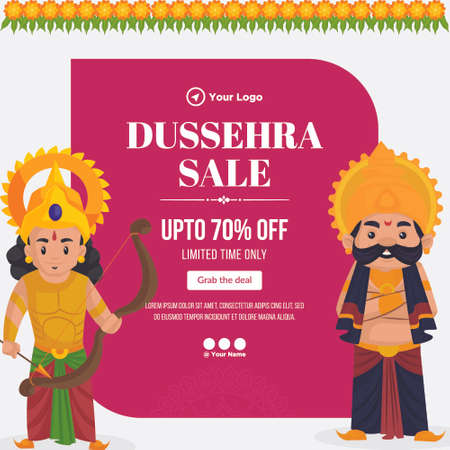 Creative banner design of Dussehra sale Indian festival template.のイラスト素材