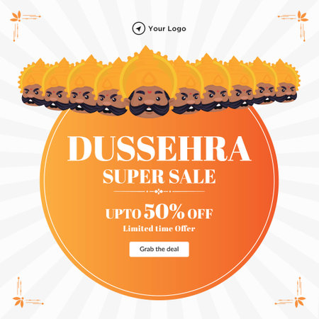 Creative banner design of Dussehra super sale template.のイラスト素材