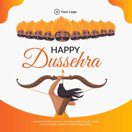 Creative banner design of Happy Dussehra Indian festival template.のイラスト素材