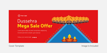 Cover page of Dussehra mega sale 
offer template.のイラスト素材