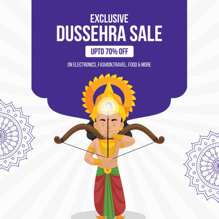 Banner design of Dussehra sale Indian festival template.のイラスト素材