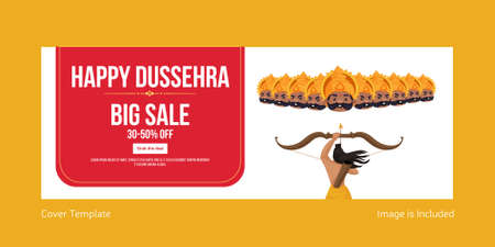 Cover page of Indian festival happy Dussehra big sale template.のイラスト素材