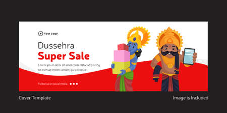 Cover page of Indian festival Dussehra super sale template.のイラスト素材