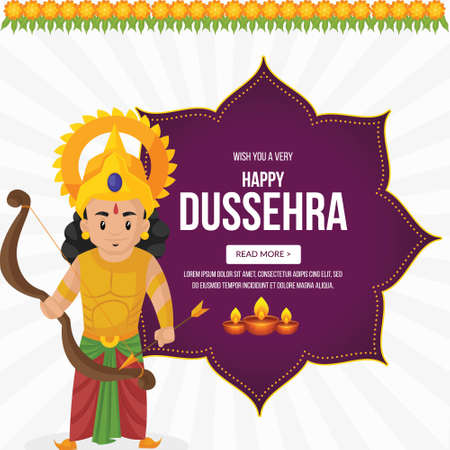 Creative banner design of wish you a very Happy Dussehra Indian festival template.のイラスト素材
