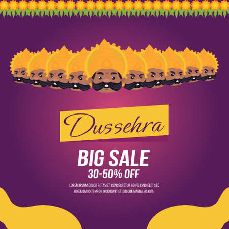 Banner design of Dussehra big sale Indian festival template.のイラスト素材
