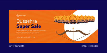 Cover page of Indian festival Dussehra super sale template.のイラスト素材