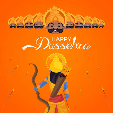 Indian festival happy Dussehra cartoon style template.のイラスト素材