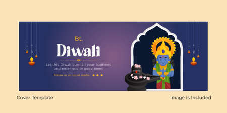 Happy Diwali Indian festival cover design template.のイラスト素材