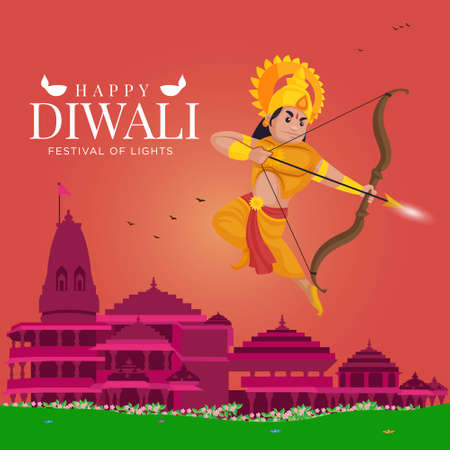 Banner design of happy Diwali festival of lights template.のイラスト素材