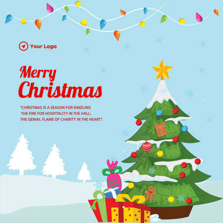 Festive Merry Christmas banner template.のイラスト素材