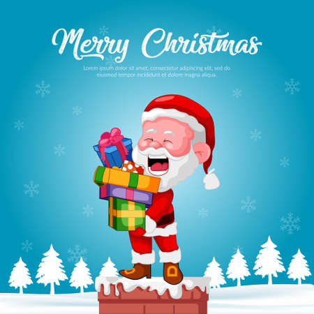 Banner design of Merry Christmas cartoon style template.のイラスト素材