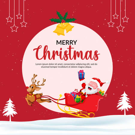 Banner design of Merry Christmas cartoon style template.のイラスト素材