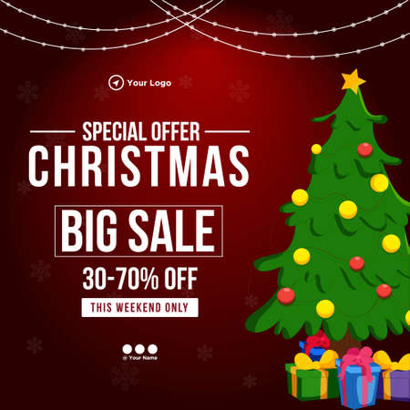Festive Merry Christmas big sale banner template.のイラスト素材