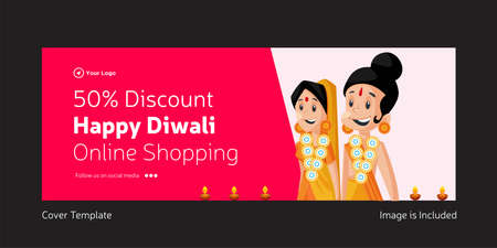 Cover design of happy Diwali online shopping Indian festival template.のイラスト素材