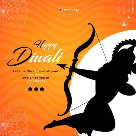 Banner design of happy Diwali cartoon style template.のイラスト素材