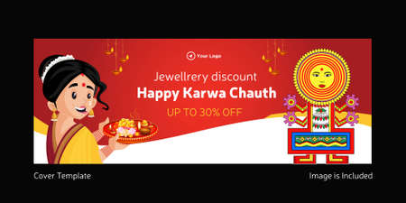 Happy Karwa Chauth cover page design template.のイラスト素材