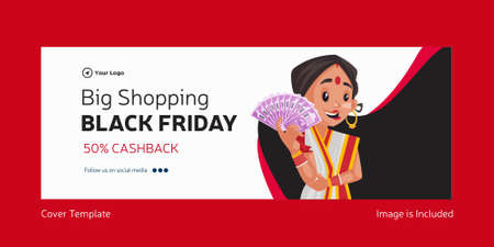 Big shopping black Friday cover page design.のイラスト素材
