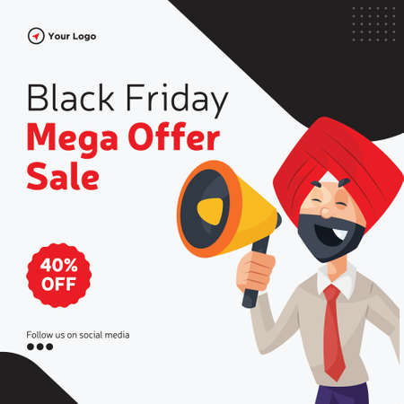 Black Friday mega offer sale banner design.のイラスト素材