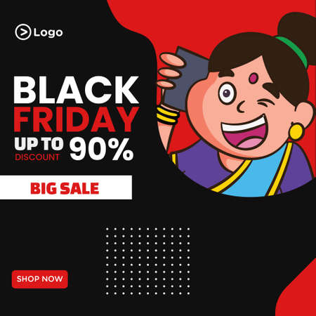 Banner design of black Friday big sale cartoon style template.のイラスト素材