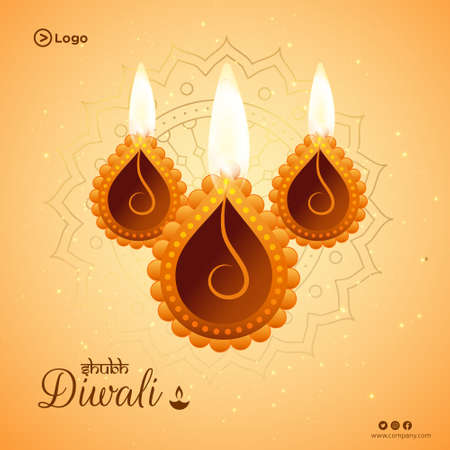 Indian festival of Shubh diwali banner design template.のイラスト素材