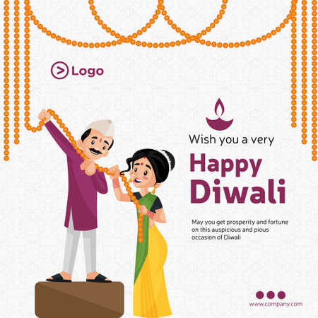 Wish you a very happy diwali banner design template.のイラスト素材