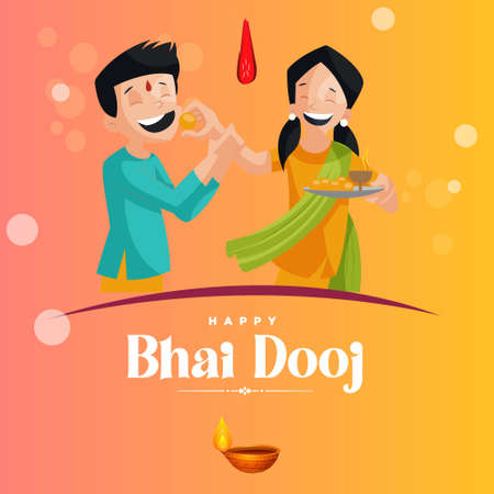 Banner design of happy bhai dooj Indian festival template.のイラスト素材
