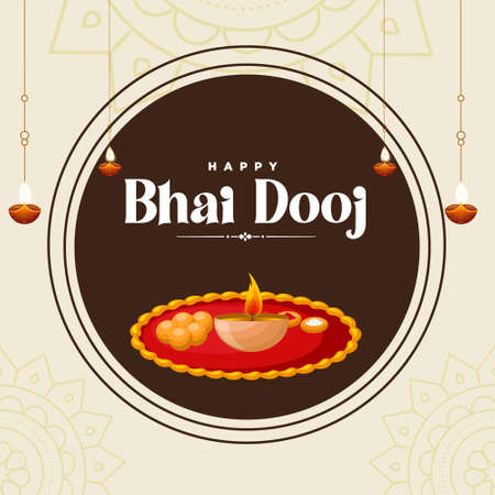 Banner design of happy bhai dooj Indian festival template.のイラスト素材