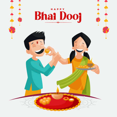 Banner design of happy bhai dooj Indian festival template.のイラスト素材