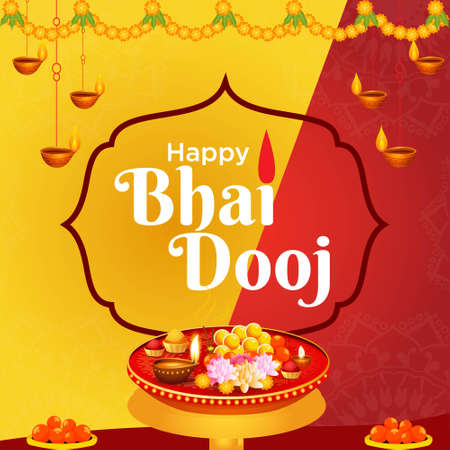 Creative banner design of Indian festival happy bhai dooj template.のイラスト素材