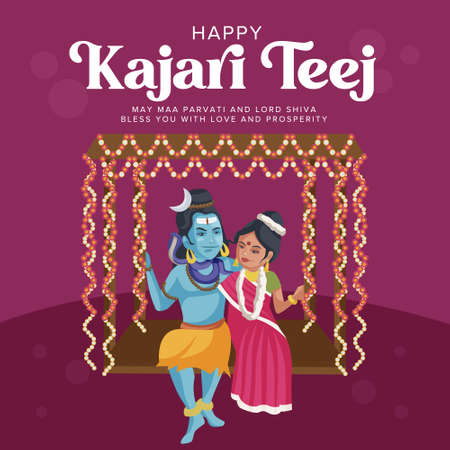 Happy kajari teej banner design template.のイラスト素材