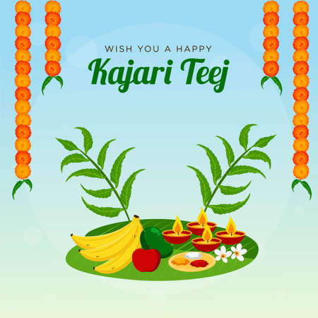 Happy kajari teej banner design template.のイラスト素材