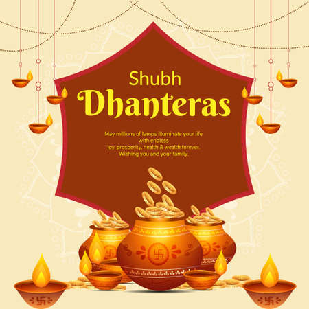 Flat banner design of Indian festival shubh Dhanteras.のイラスト素材